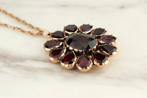 ANTIQUE VICTORIAN c1860 GARNET PENDANT 9ct ROSE GOLD