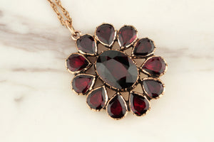 ANTIQUE VICTORIAN c1860 GARNET PENDANT 9ct ROSE GOLD