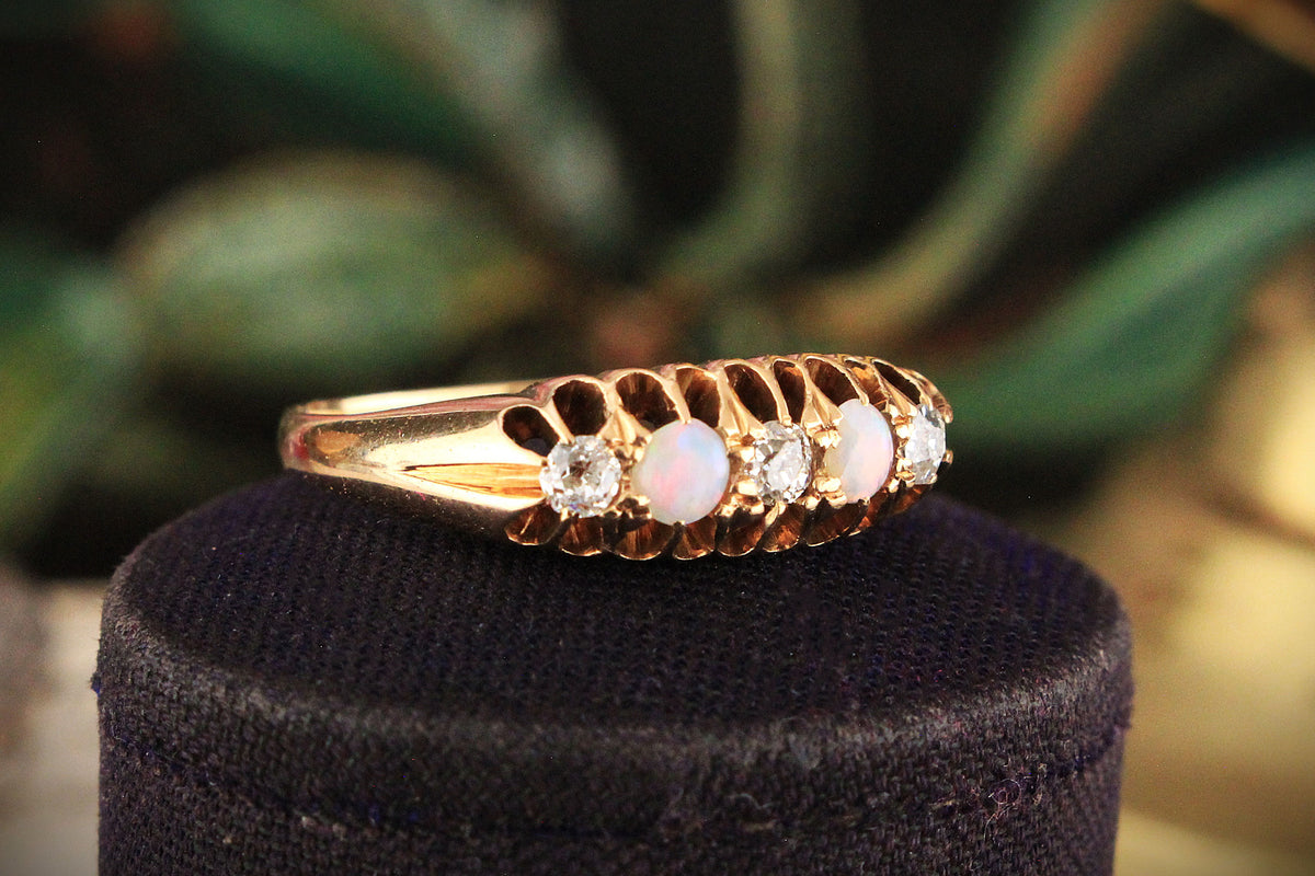 EDWARDIAN OPAL &amp; DIAMOND RING 18CT GOLD