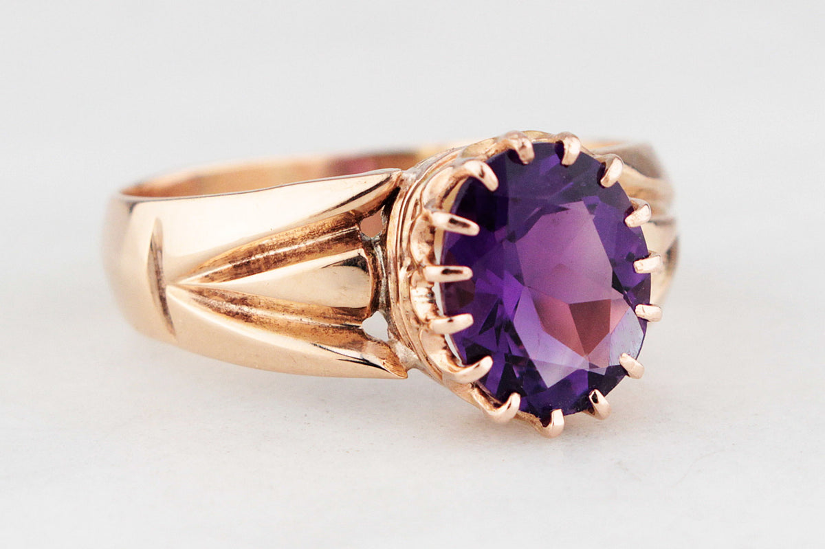 ANTIQUE AUSTRALIAN AMETHYST RING 15ct GOLD