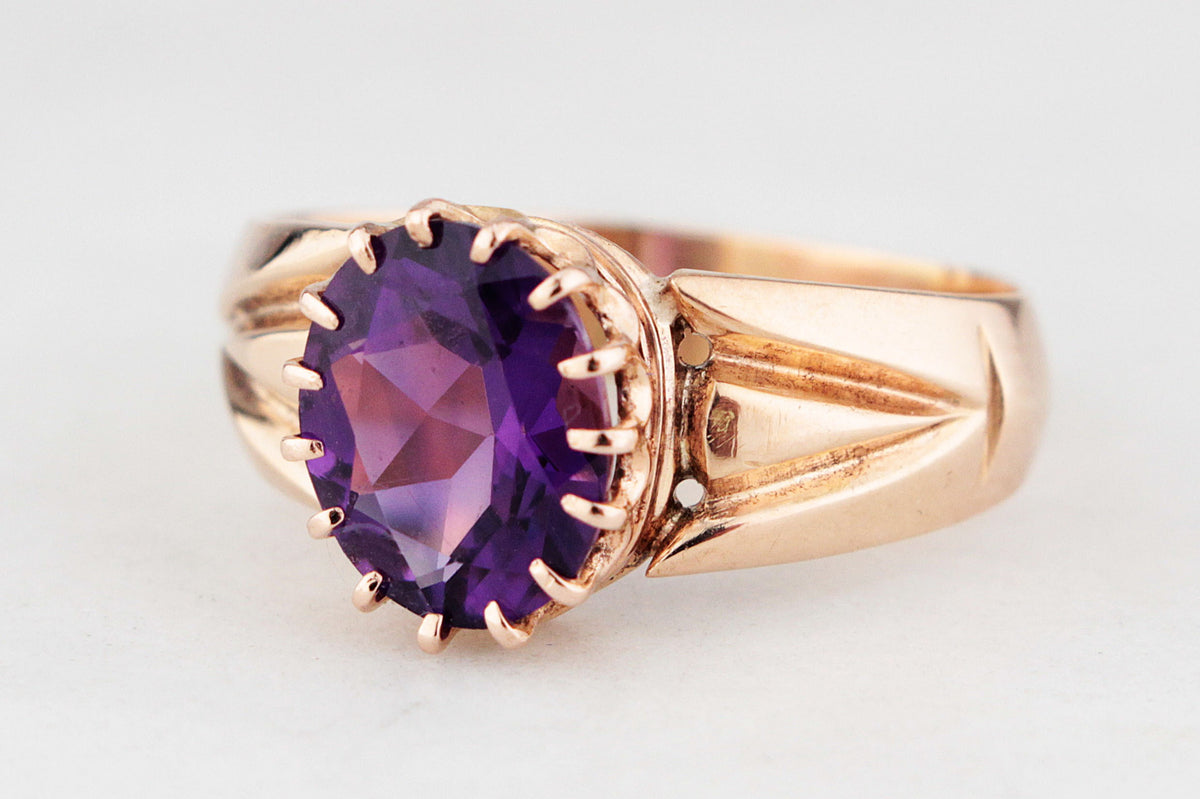 ANTIQUE AUSTRALIAN AMETHYST RING 15ct GOLD