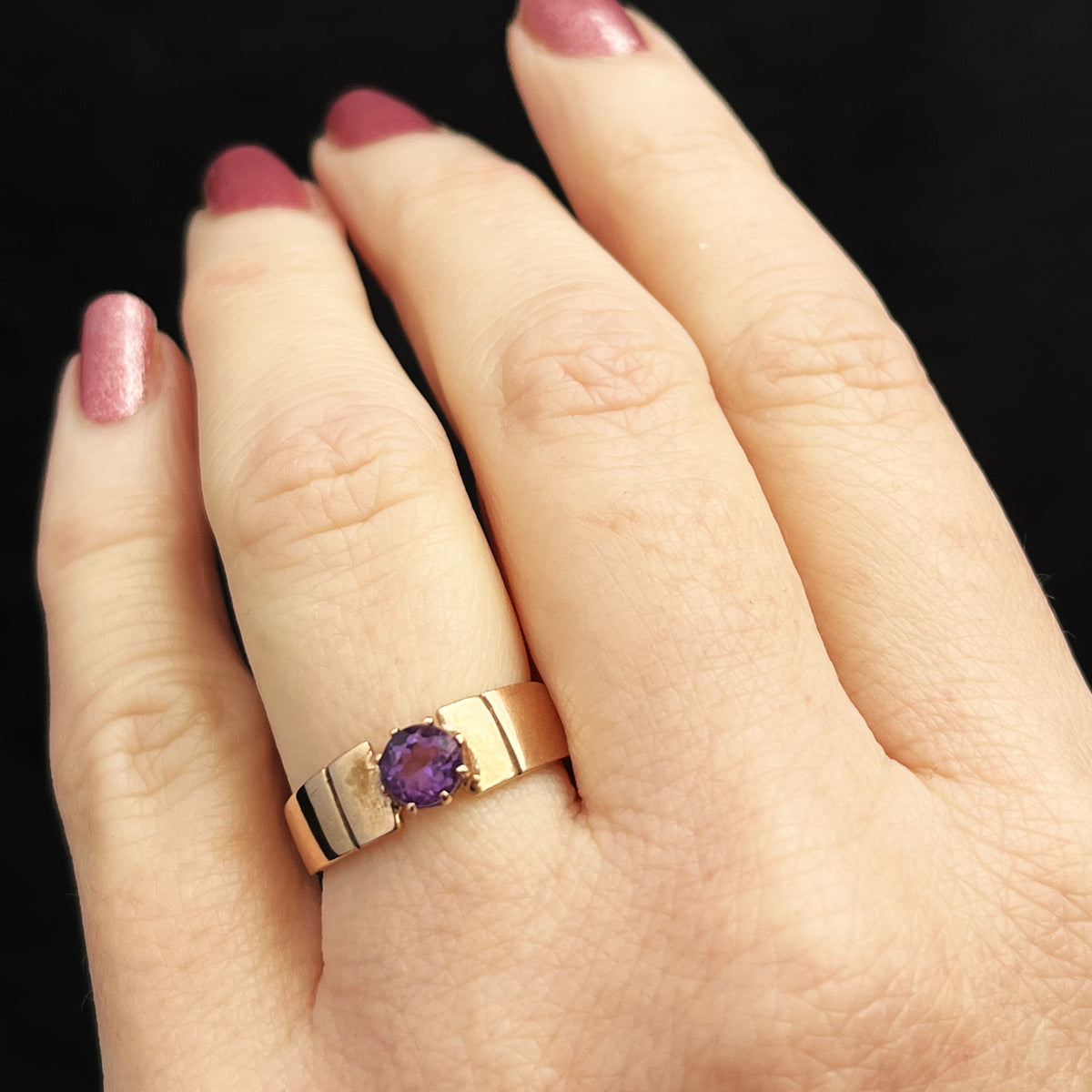 ANTIQUE EDWARDIAN c1900 AMETHYST RING 9ct GOLD