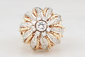 VINTAGE 1940’s .93CT DIAMOND BOMBE RING 14ct GOLD