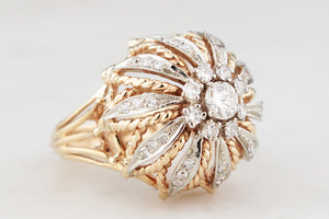 VINTAGE 1940’s .93CT DIAMOND BOMBE RING 14ct GOLD