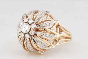 VINTAGE 1940’s .93CT DIAMOND BOMBE RING 14ct GOLD