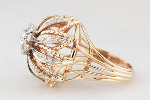 VINTAGE 1940’s .93CT DIAMOND BOMBE RING 14ct GOLD