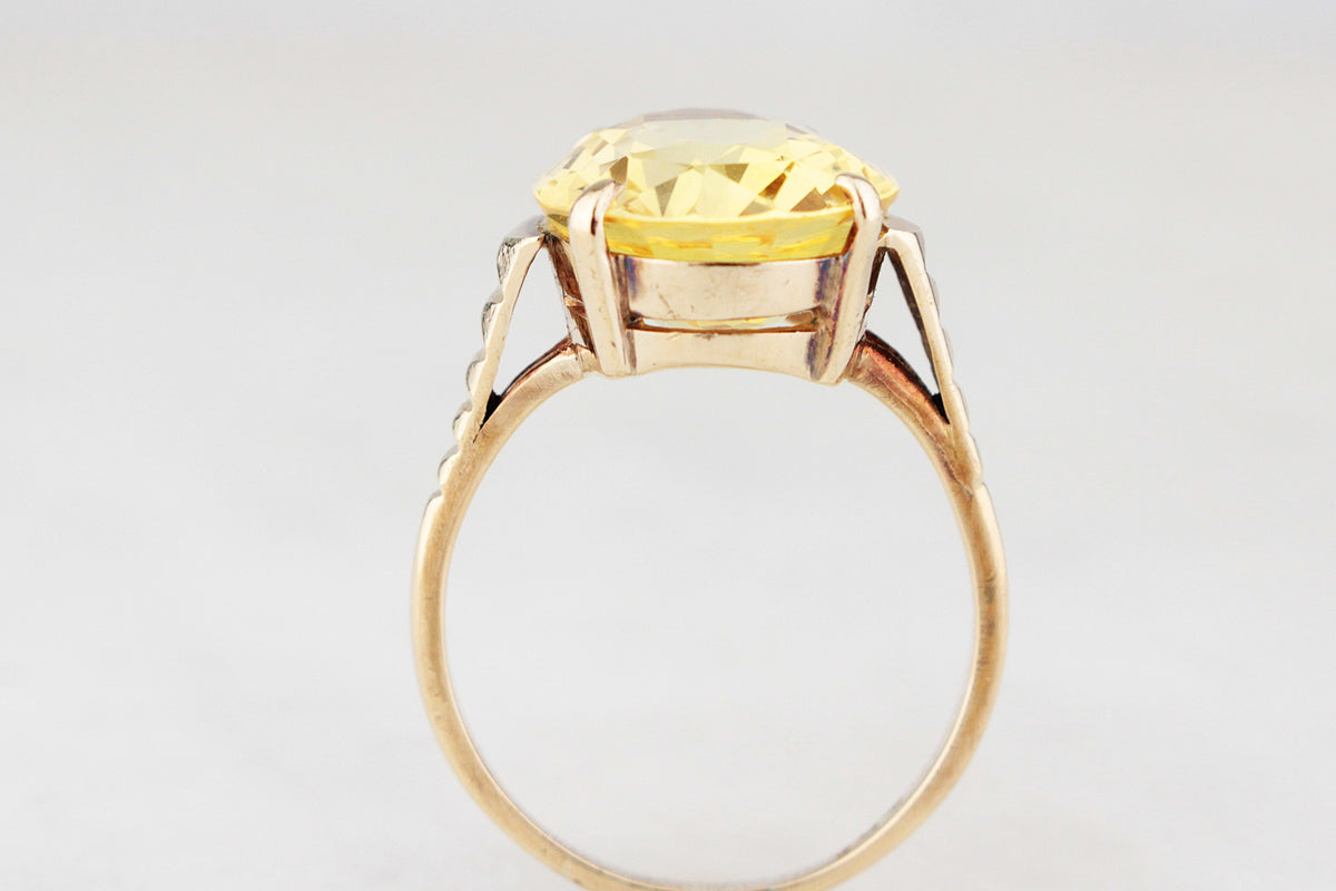 VINTAGE MID-CENTURY 6ct CITRINE COCKTAIL RING 9ct GOLD