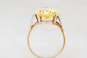 VINTAGE MID-CENTURY 6ct CITRINE COCKTAIL RING 9ct GOLD