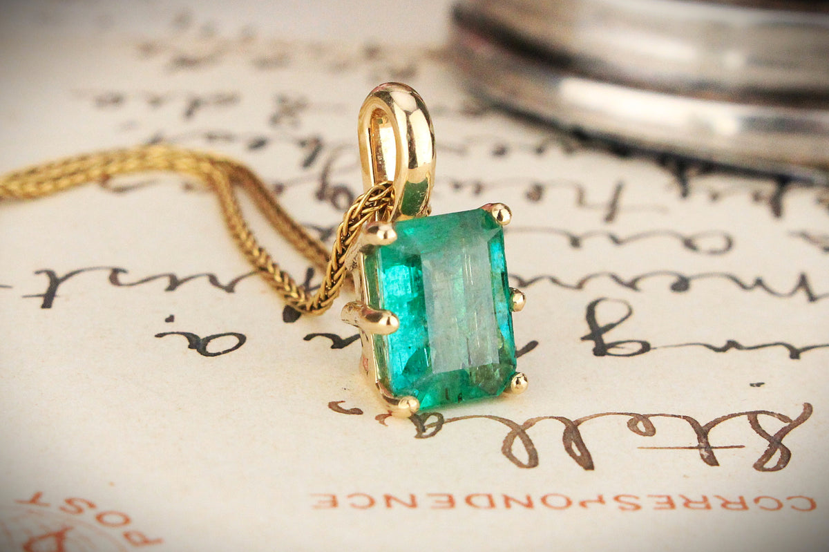 CUSTOM 2.75ct ZAMBIAN EMERALD PENDANT 10ct GOLD