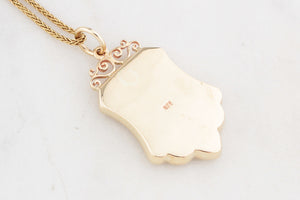 VINTAGE PERIDOT SHIELD PENDANT 9ct GOLD