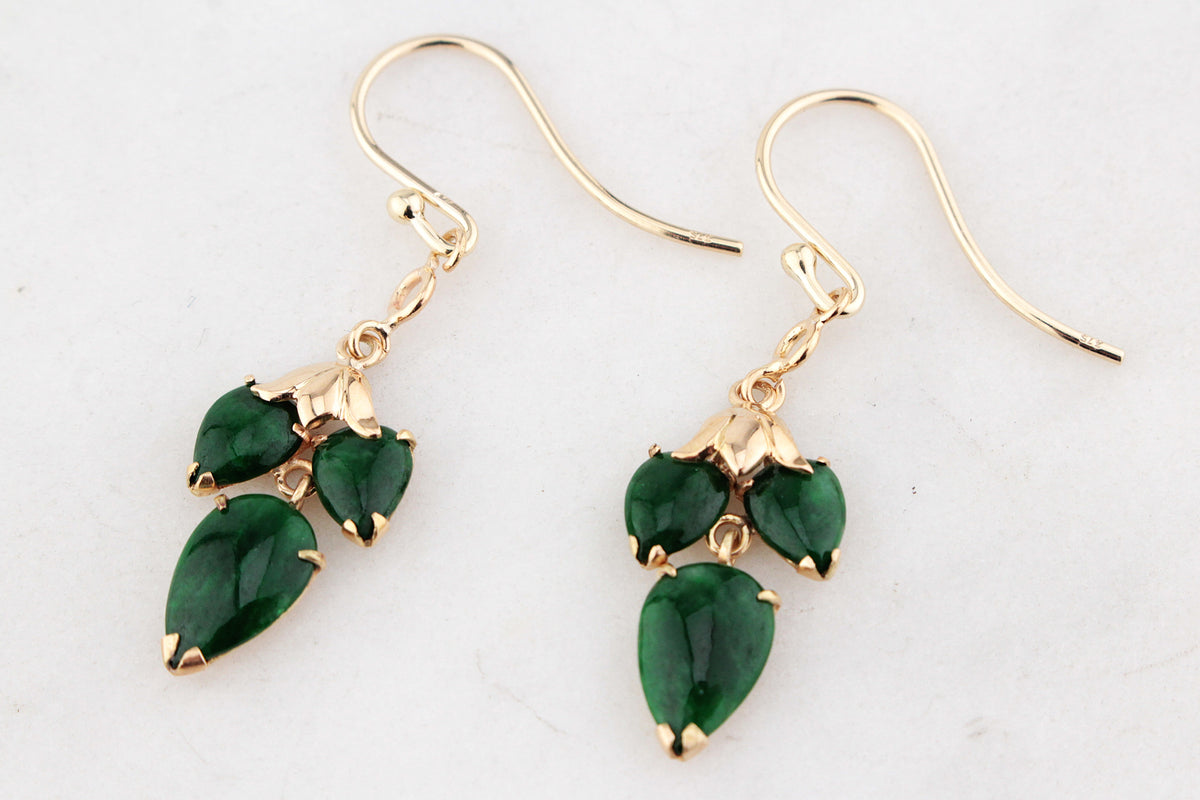 VINTAGE NEPHRITE JADE EARRINGS 14ct & 9ct GOLD
