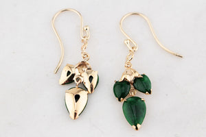 VINTAGE NEPHRITE JADE EARRINGS 14ct & 9ct GOLD