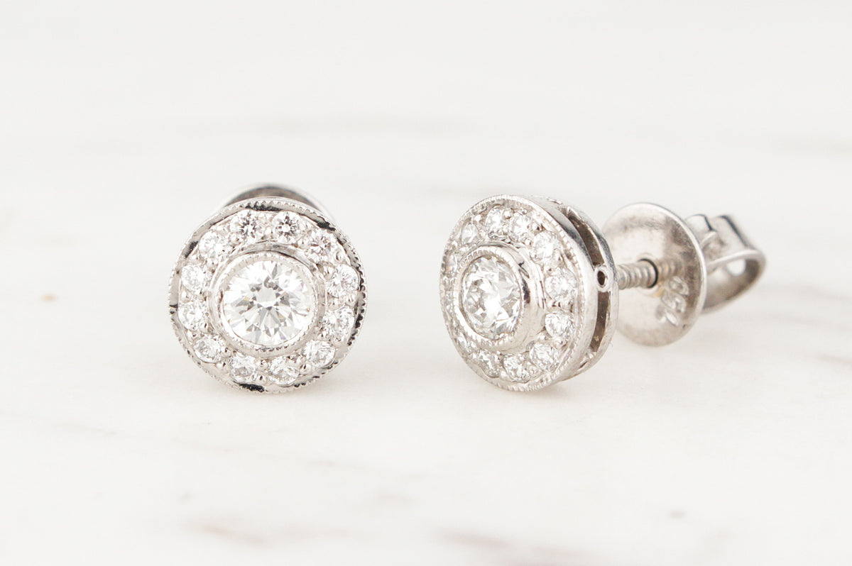 MODERN .58ct DIAMOND STUD EARRINGS 18CT WHITE GOLD