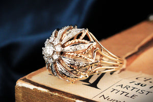 VINTAGE 1940’s .93CT DIAMOND BOMBE RING 14ct GOLD