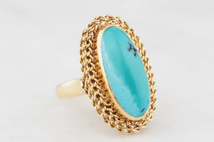 VINTAGE c1940’s TURQUOISE RING 18ct GOLD