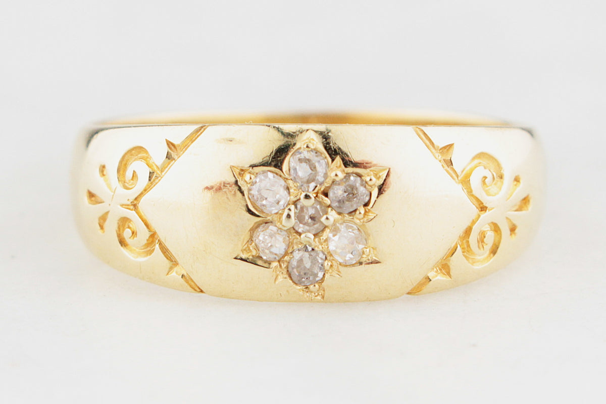 ANTIQUE VICTORIAN 1889 DIAMOND RING 15CT GOLD