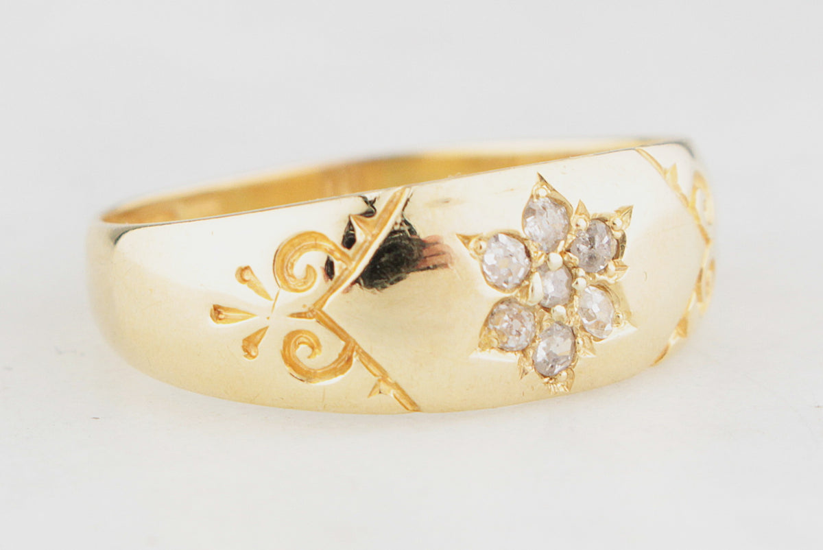 ANTIQUE VICTORIAN 1889 DIAMOND RING 15CT GOLD