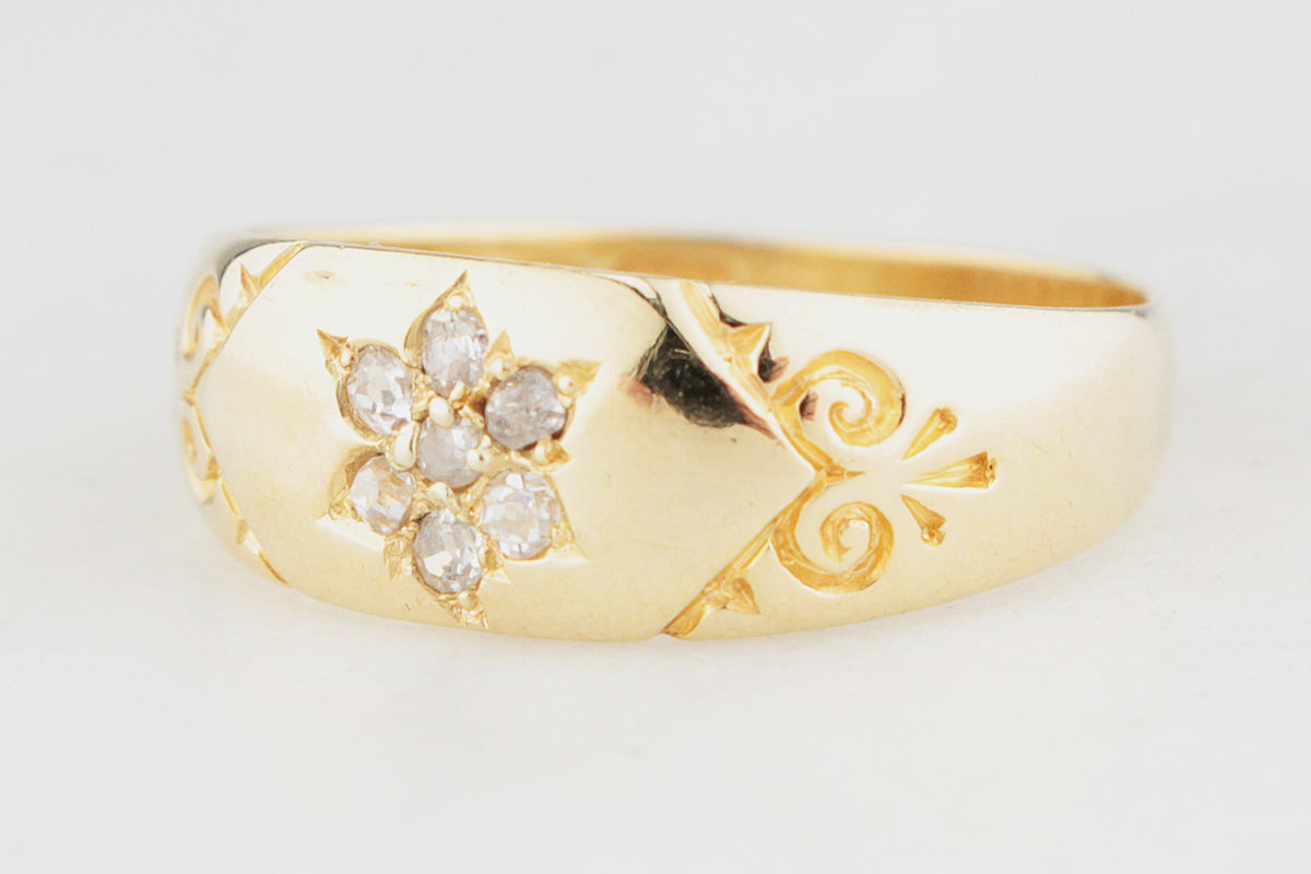 ANTIQUE VICTORIAN 1889 DIAMOND RING 15CT GOLD