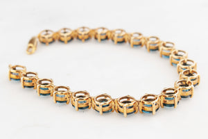 VINTAGE 35ct LONDON BLUE TOPAZ BRACELET 9ct GOLD