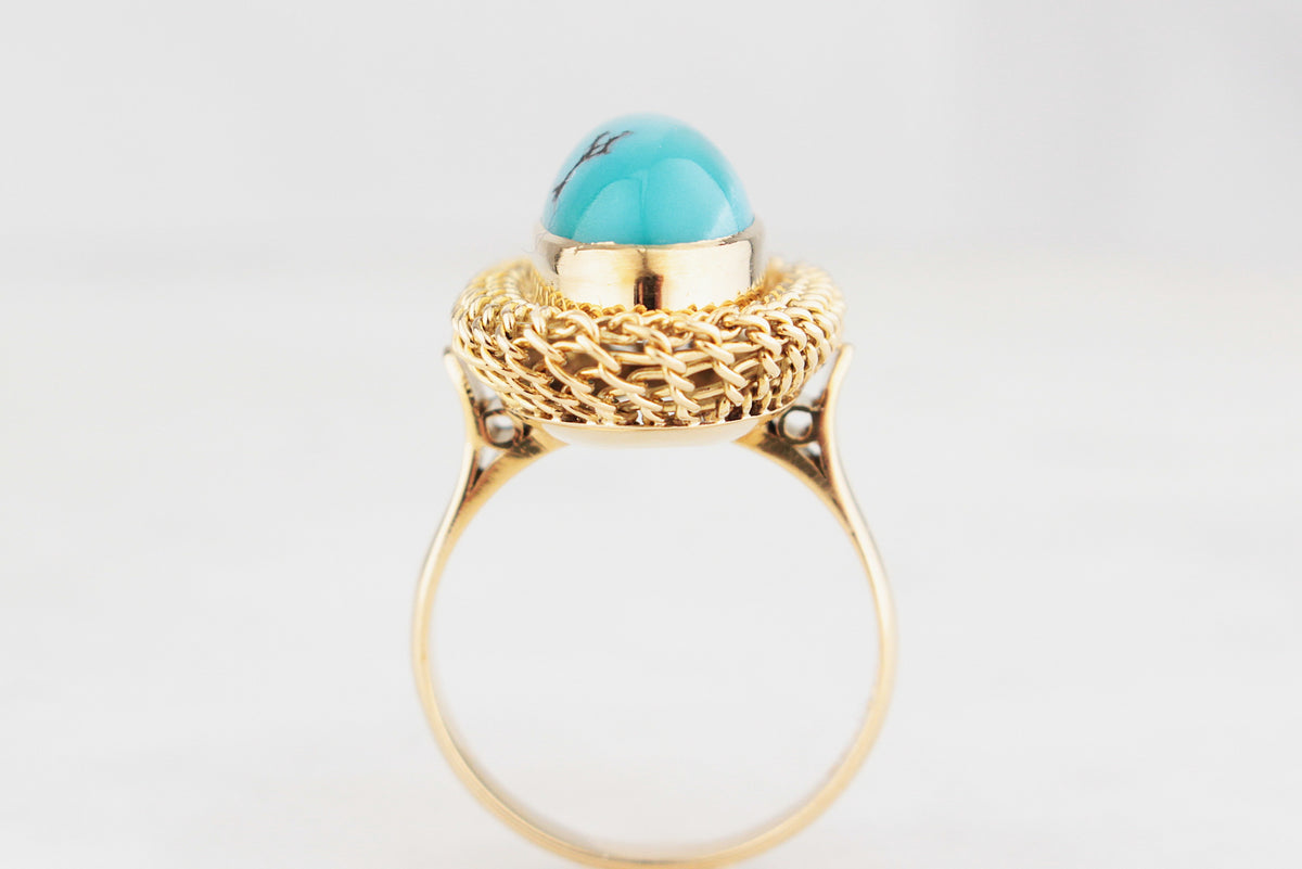 VINTAGE c1940’s TURQUOISE RING 18ct GOLD