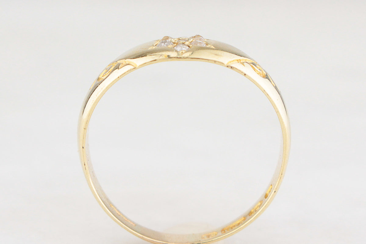 ANTIQUE VICTORIAN 1889 DIAMOND RING 15CT GOLD