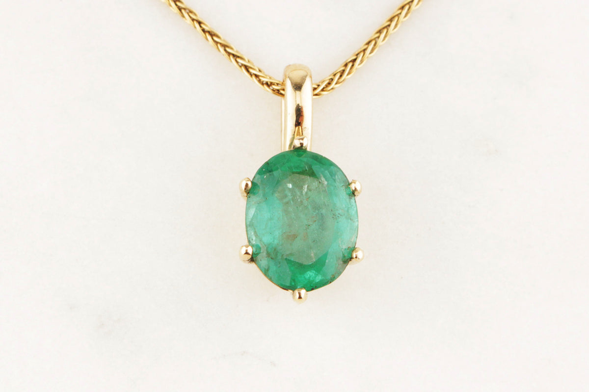 CUSTOM ZAMBIAN EMERALD PENDANT IN 10ct GOLD