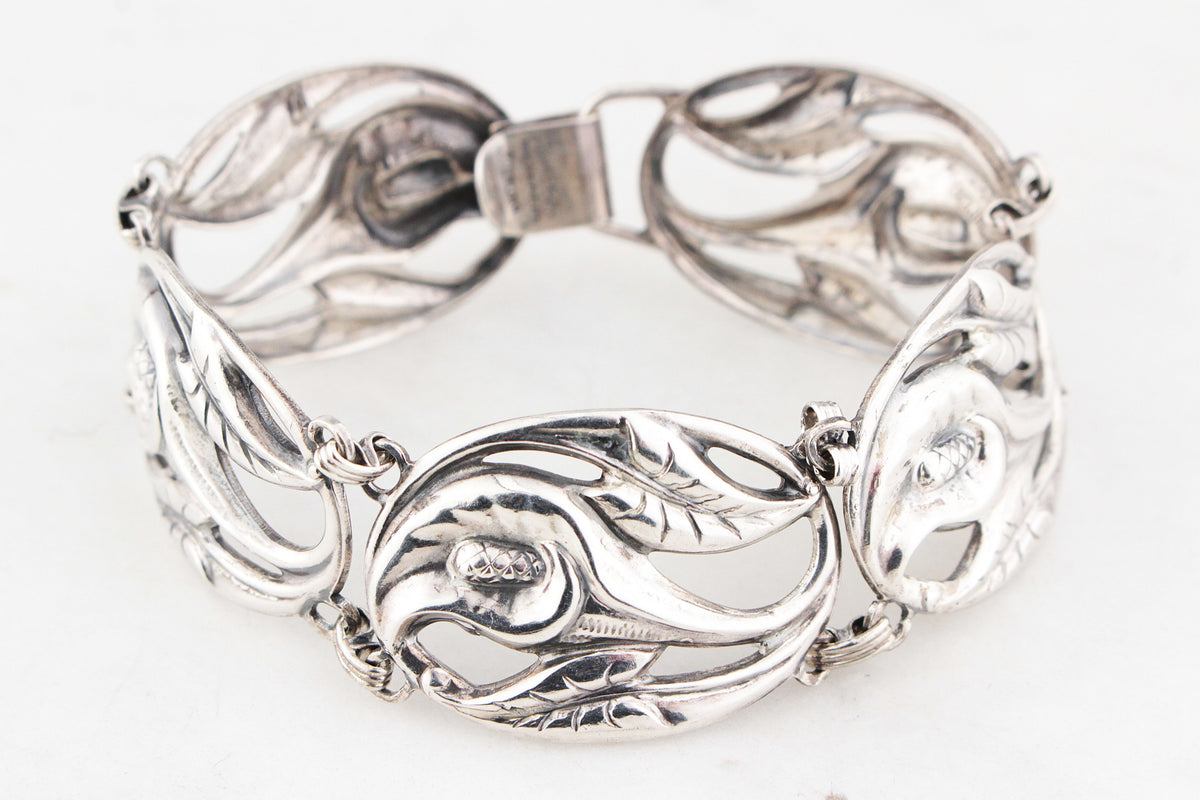 VINTAGE DANECRAFT 'LILIES' BRACELET STERLING SILVER