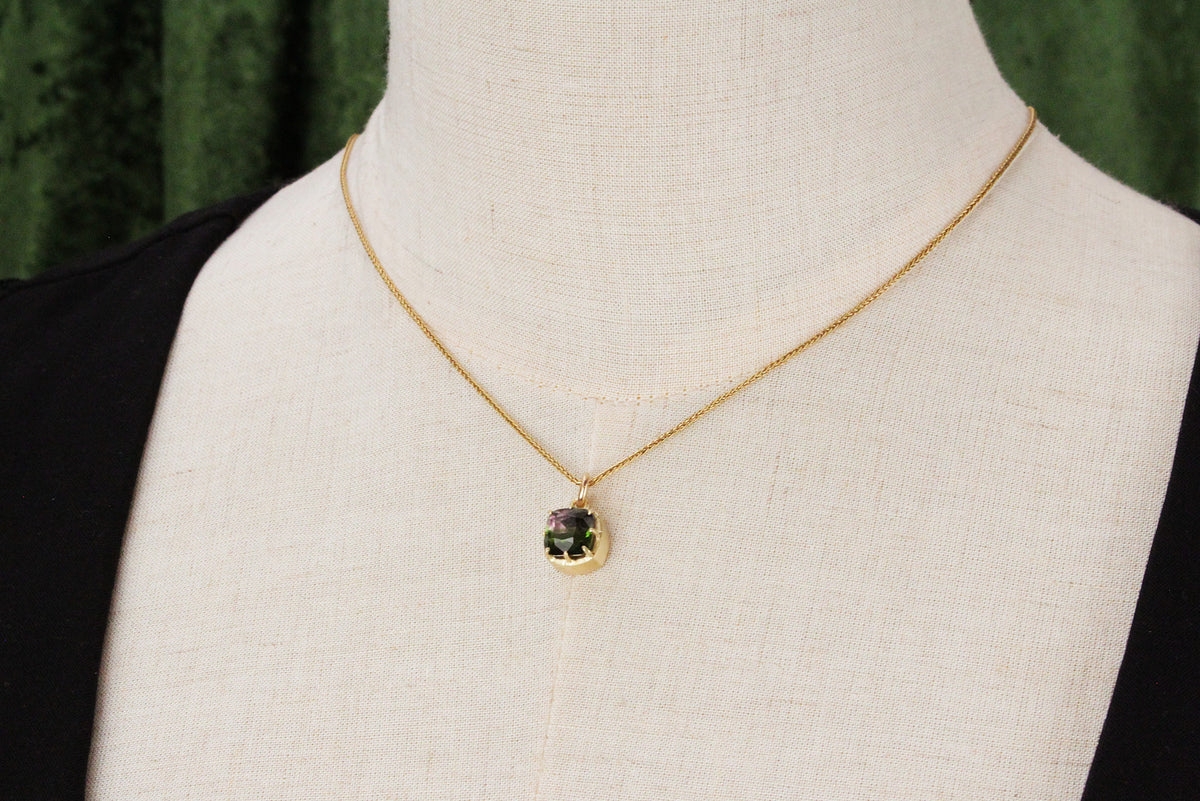 CUSTOM BI-COLOUR TOURMALINE PENDANT IN 9ct GOLD