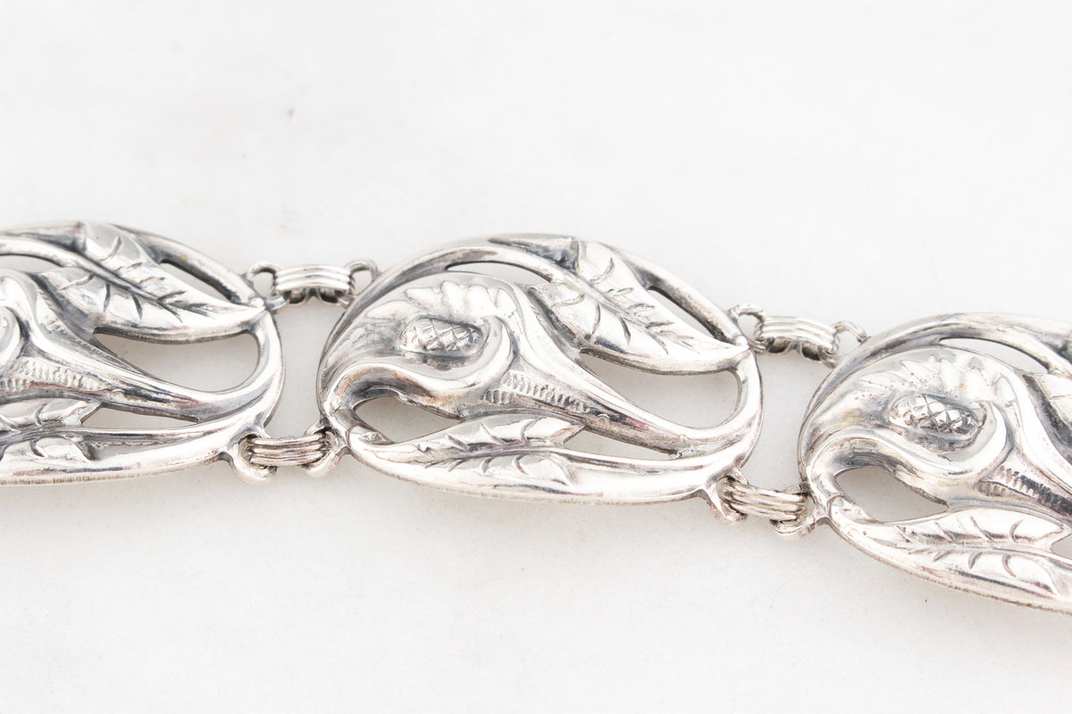 VINTAGE DANECRAFT 'LILIES' BRACELET STERLING SILVER
