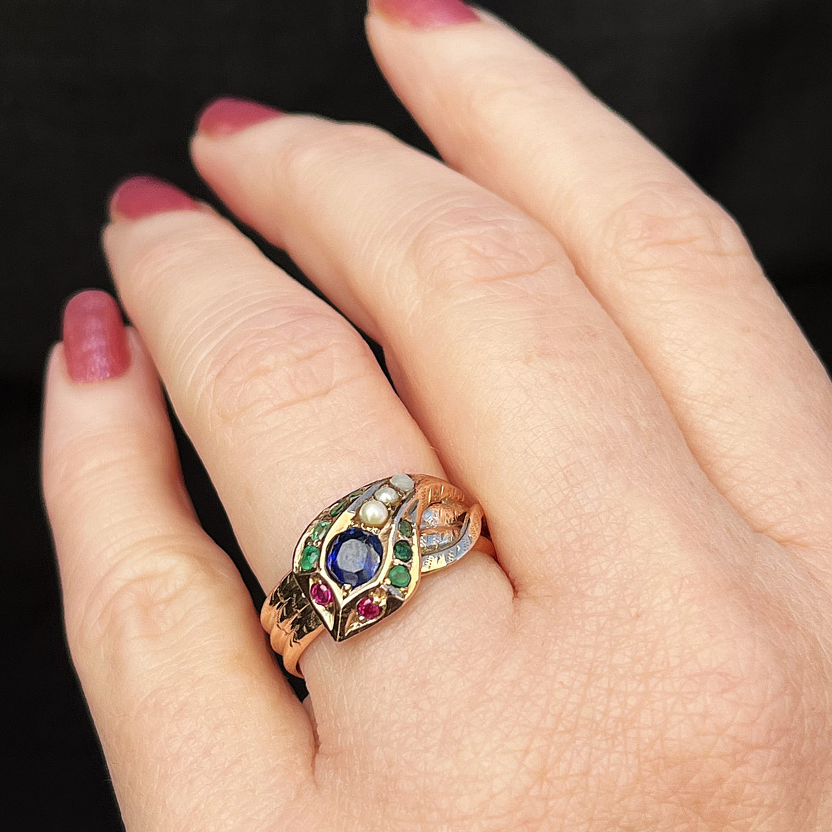 ANTIQUE EDWARDIAN c1900 SERPENT RING 9ct GOLD