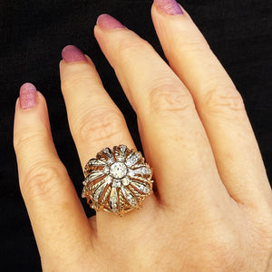 VINTAGE 1940’s .93CT DIAMOND BOMBE RING 14ct GOLD