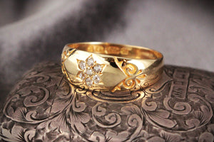 ANTIQUE VICTORIAN 1889 DIAMOND RING 15CT GOLD