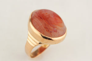 ANTIQUE EDWARDIAN ERA c1900 AGATE RING 18ct ROSE GOLD