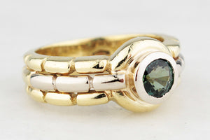 MID-CENTURY GREEN SAPPHIRE RING 18ct GOLD