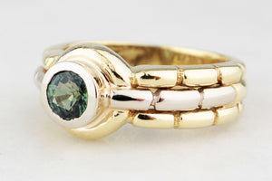 MID-CENTURY GREEN SAPPHIRE RING 18ct GOLD