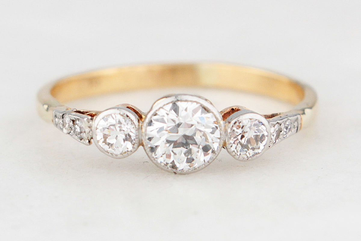 ANTIQUE EDWARDIAN c1910 DIAMOND TRILOGY RING 18ct GOLD