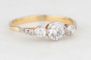 ANTIQUE EDWARDIAN c1910 DIAMOND TRILOGY RING 18ct GOLD
