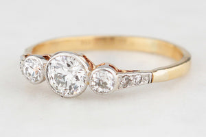 ANTIQUE EDWARDIAN c1910 DIAMOND TRILOGY RING 18ct GOLD