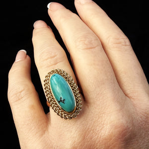 VINTAGE c1940’s TURQUOISE RING 18ct GOLD
