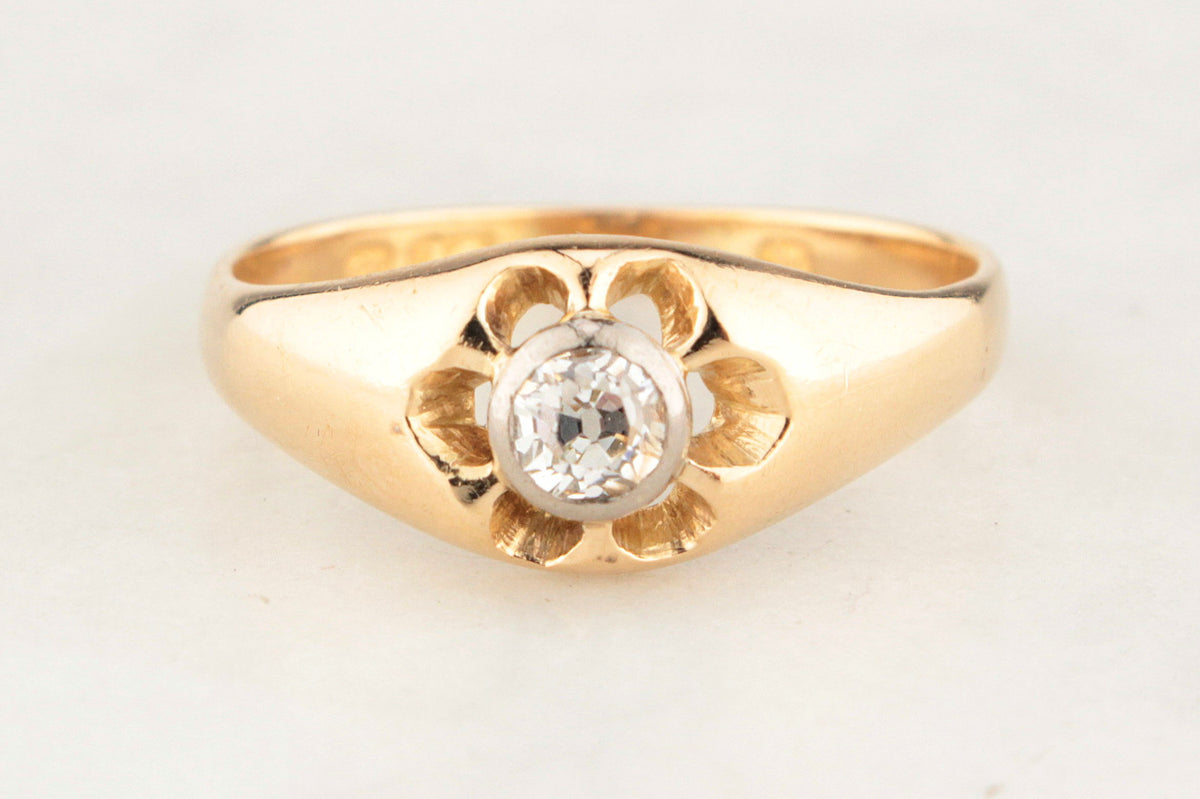 ANTIQUE EDWARDIAN .28ct DIAMOND FLOWER RING 18ct GOLD