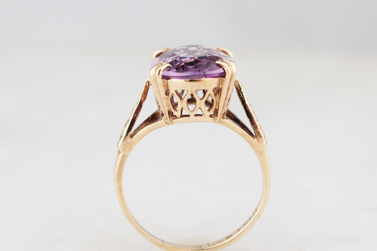 MID-CENTURY 3.60ct AMETHYST RING 9ct GOLD
