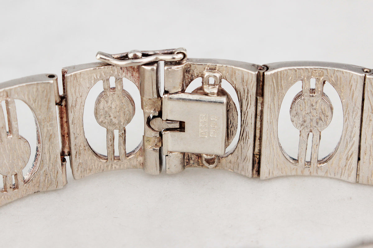 MID-CENTURY 1971 STERLING SILVER BRUTALIST BRACELET