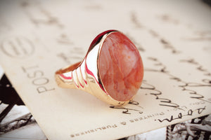 ANTIQUE EDWARDIAN ERA c1900 AGATE RING 18ct ROSE GOLD