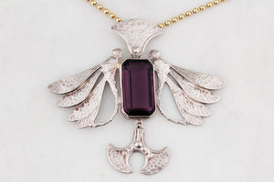 SILVER ARTS & CRAFTS 17ct AMETHYST DRAGONFLY PENDANT