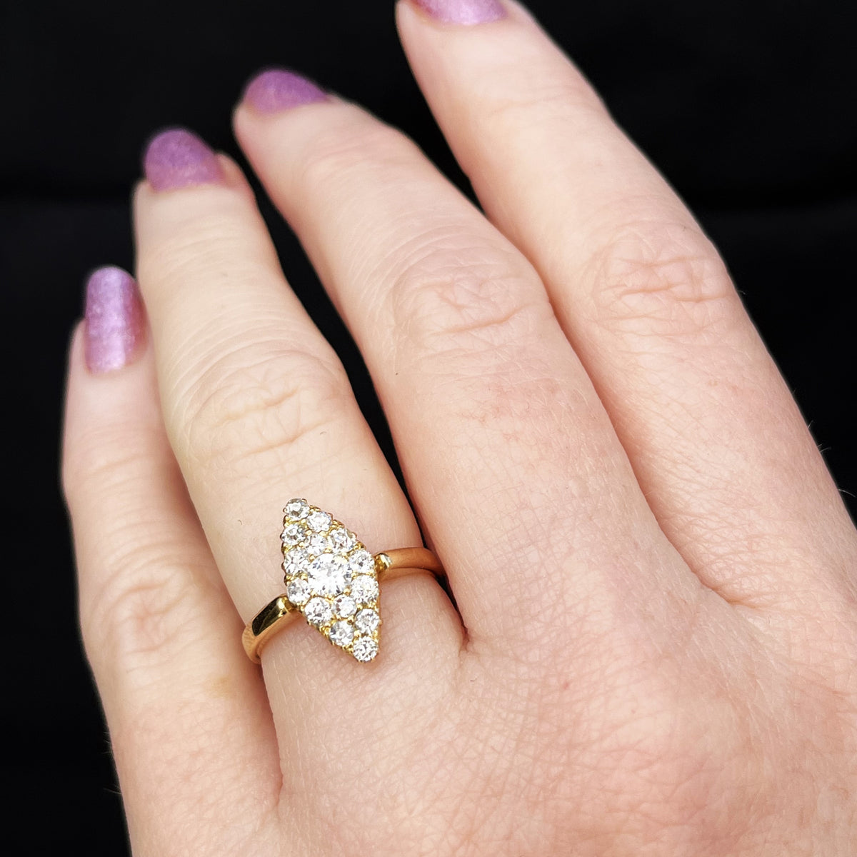 ANTIQUE LATE VICTORIAN .75ct DIAMOND CLUSTER RING 18ct GOLD