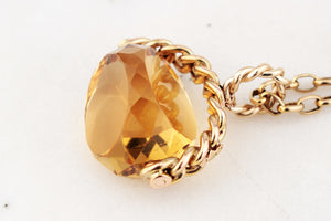 ANTIQUE EDWARDIAN CITRINE SWIVEL FOB PENDANT 9ct GOLD