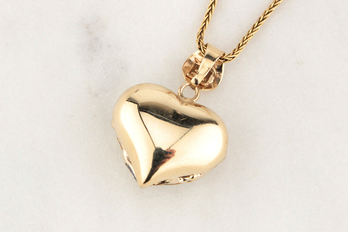 VINTAGE ITALIAN MULTI-GEM SET HEART PENDANT 9ct GOLD