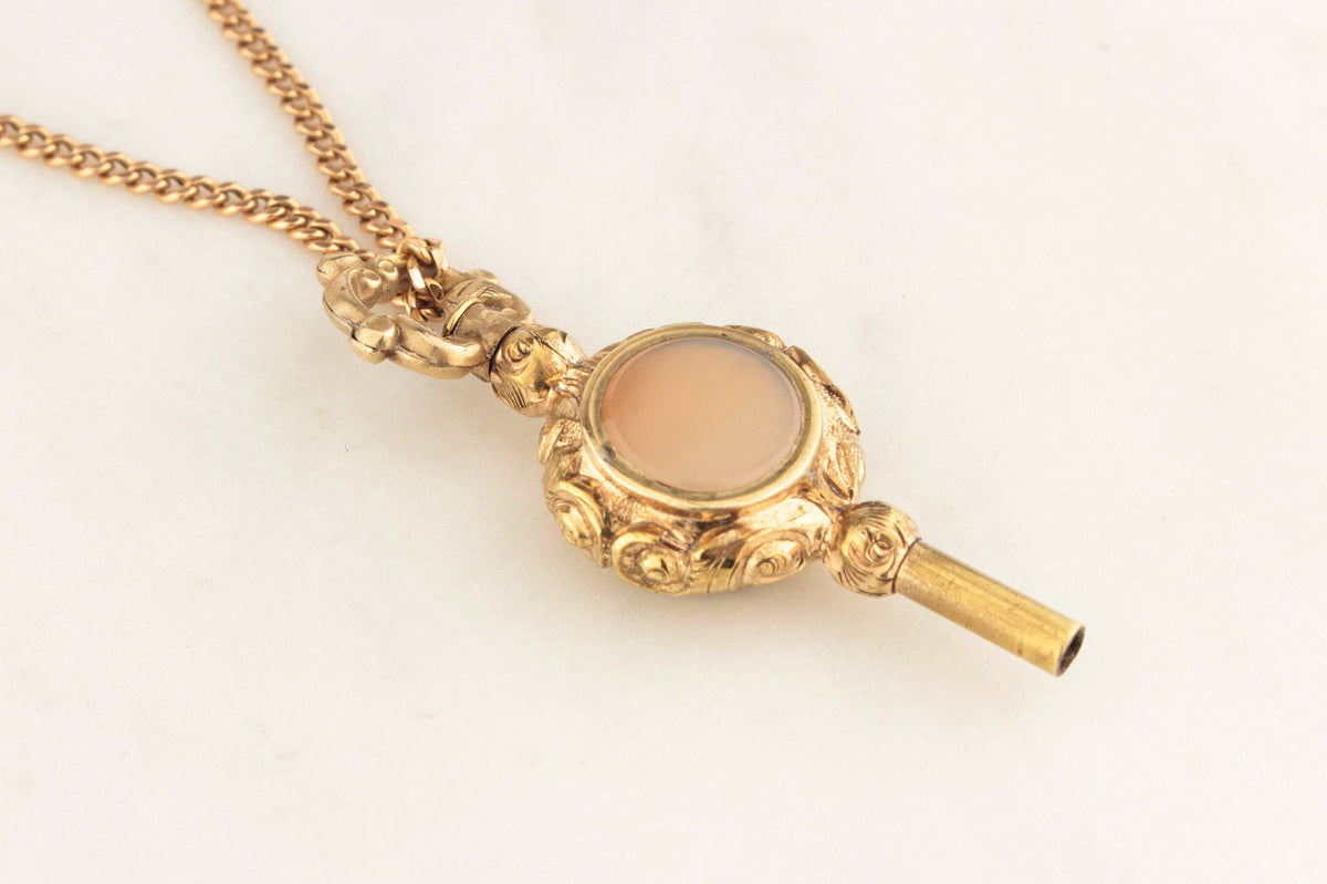 VICTORIAN GILT DOUBLE-SIDED FOB WATCH WINDER