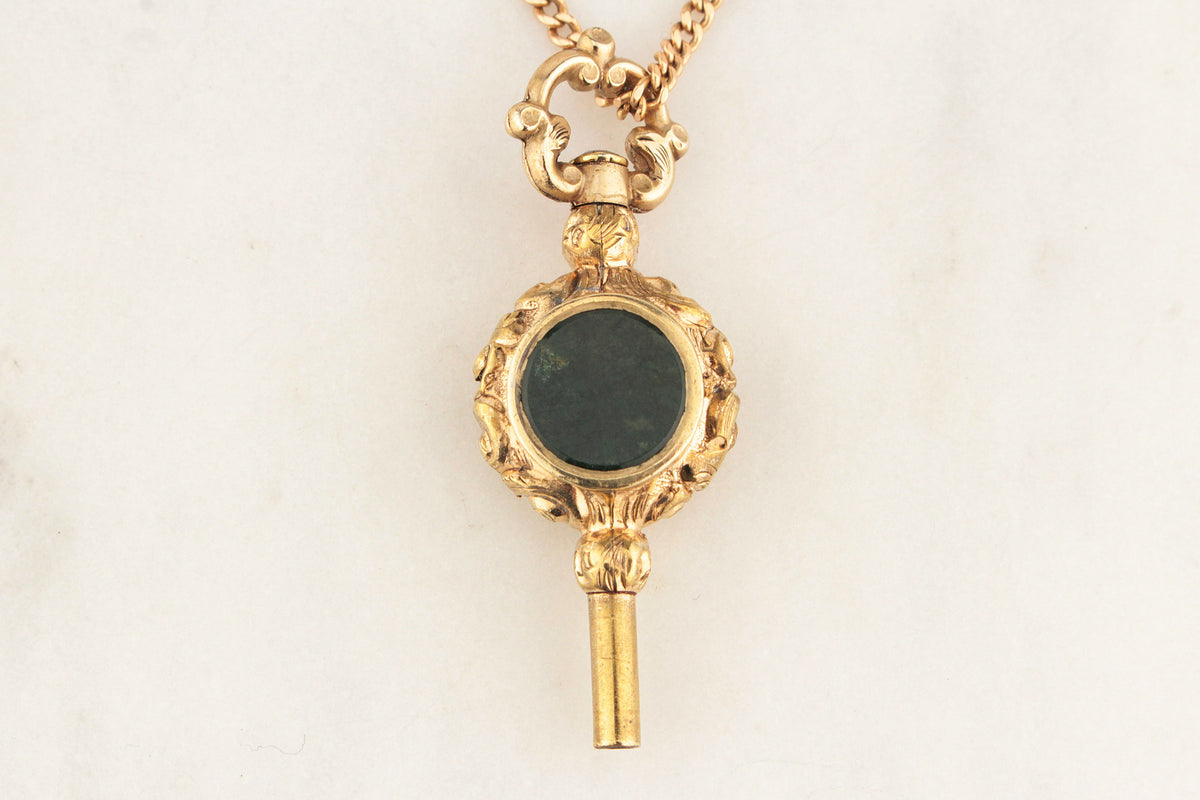 VICTORIAN GILT DOUBLE-SIDED FOB WATCH WINDER