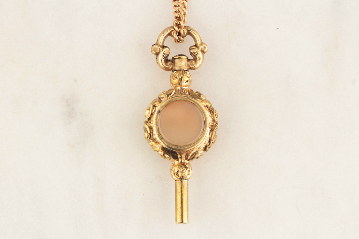 VICTORIAN GILT DOUBLE-SIDED FOB WATCH WINDER